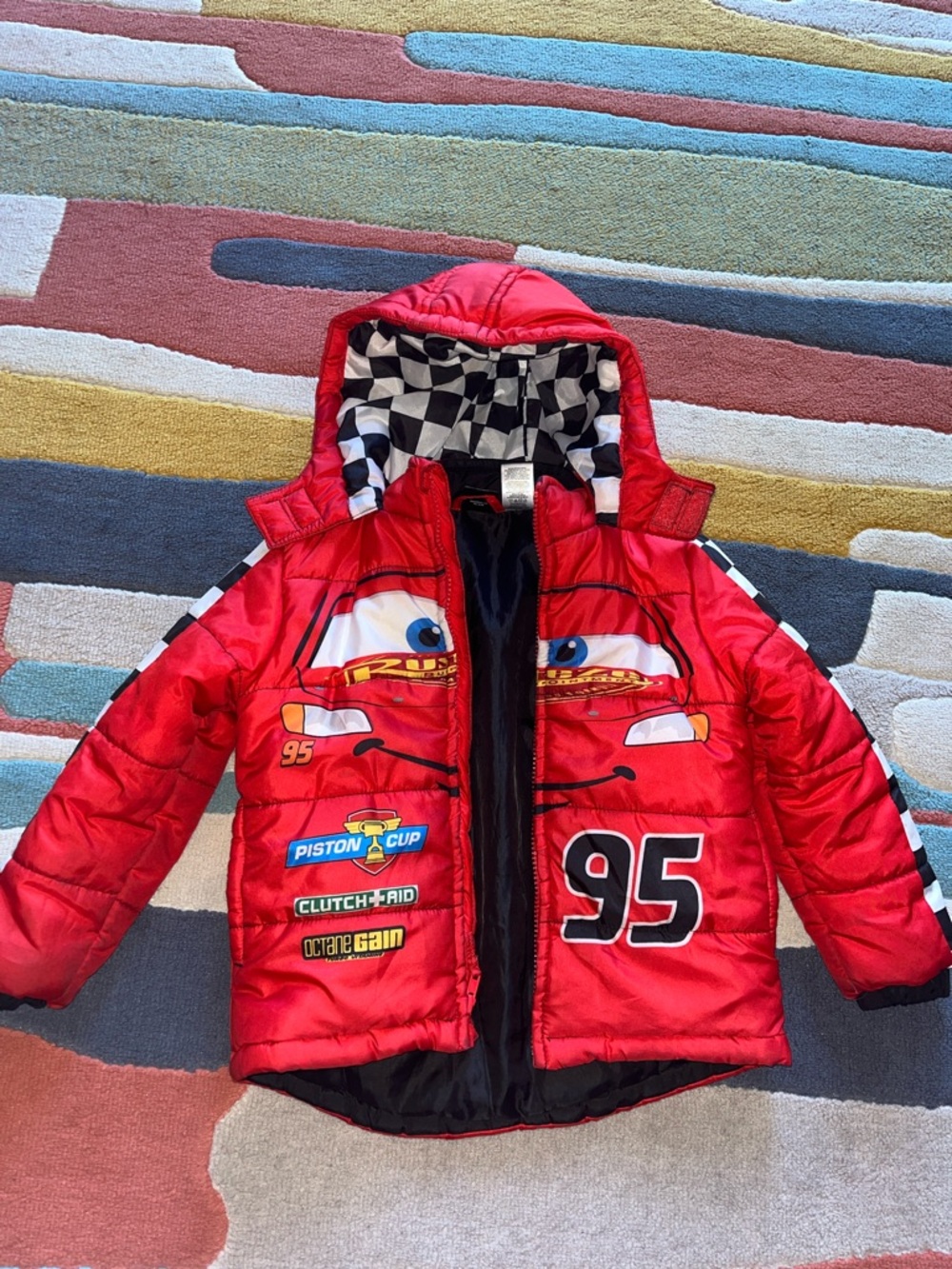 Red Lightning McQueen Puffer Jacket for Kids - Racing 95 Design